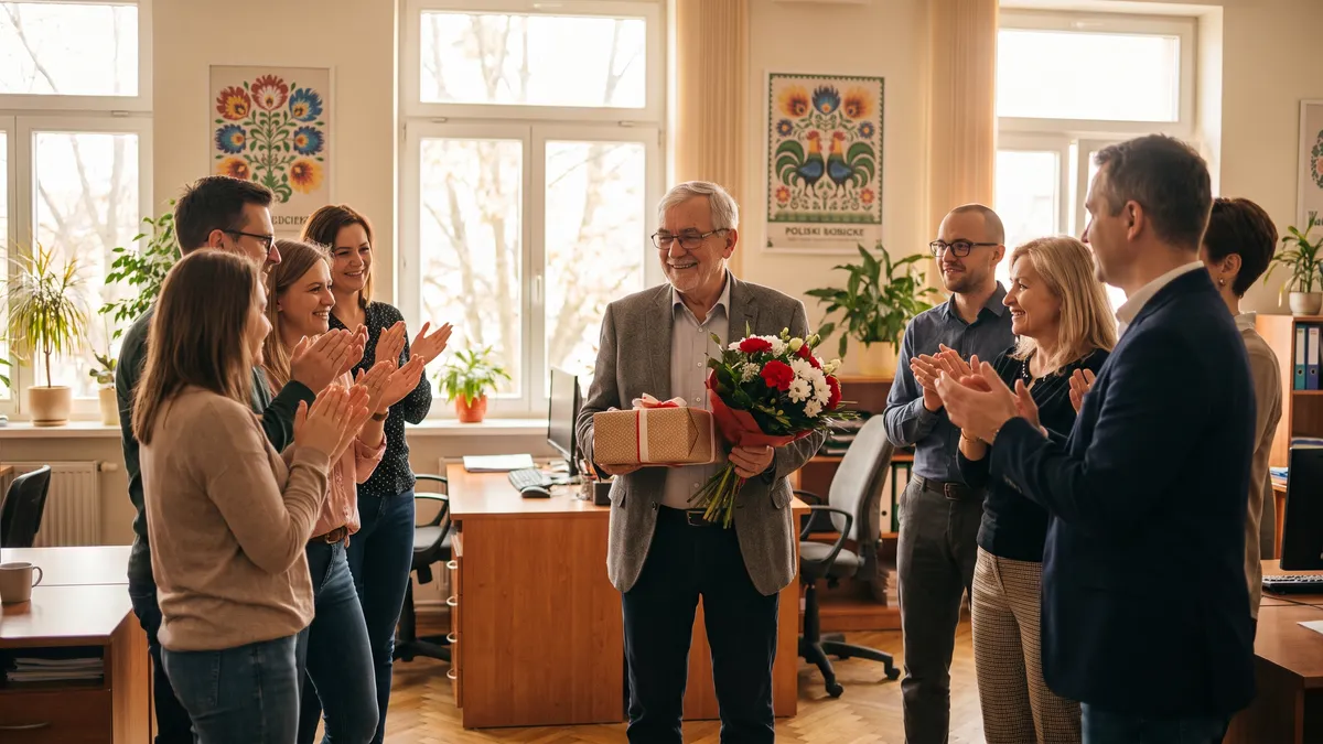 Pomysły na prezent na emeryturę — pożegnanie współpracownika w biurze